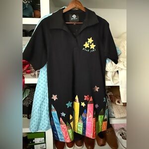 Brianna cannon Black Shirt with Colorful teacher dress